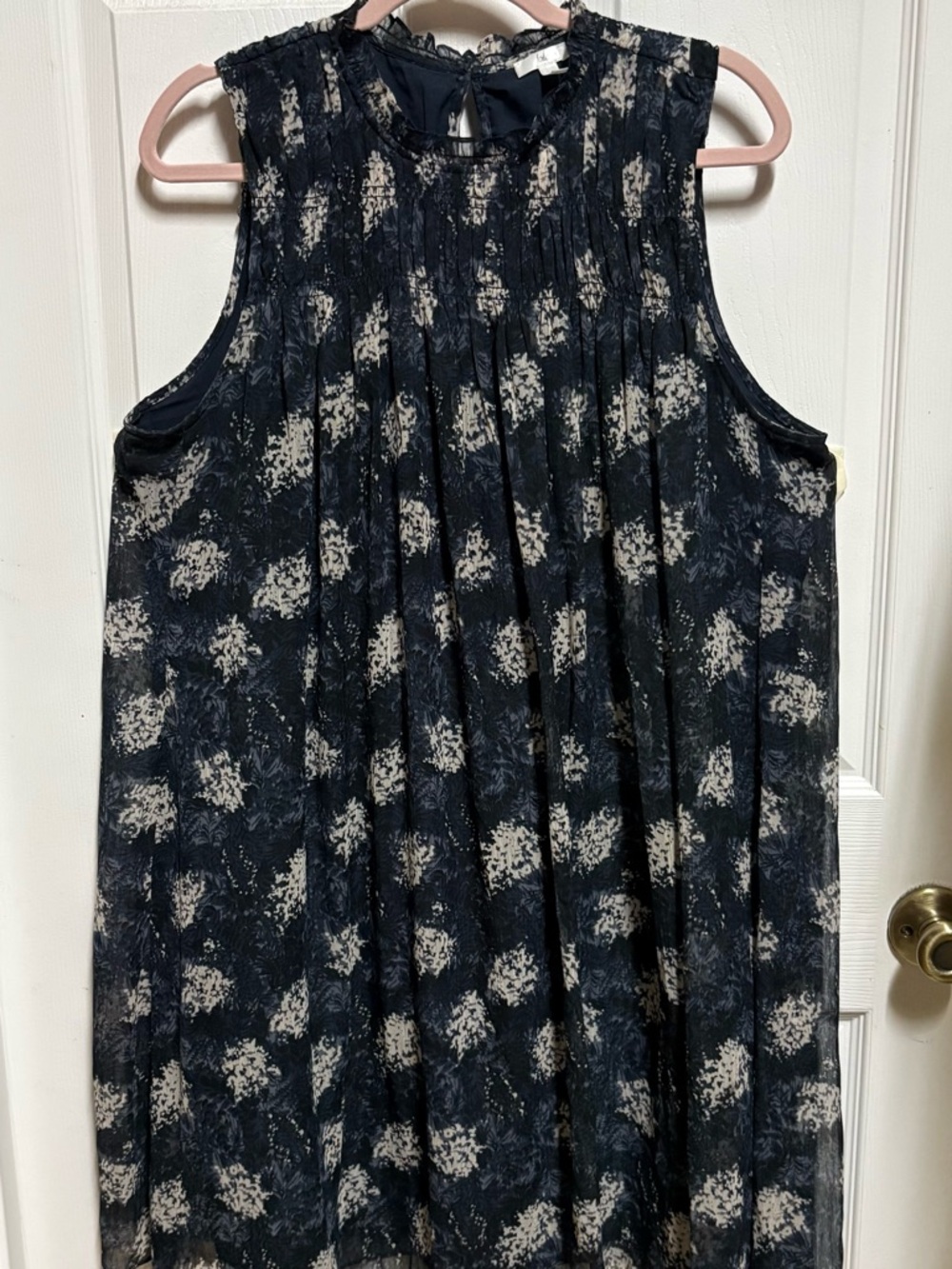 Joie Navy and Cream Floral Blouse